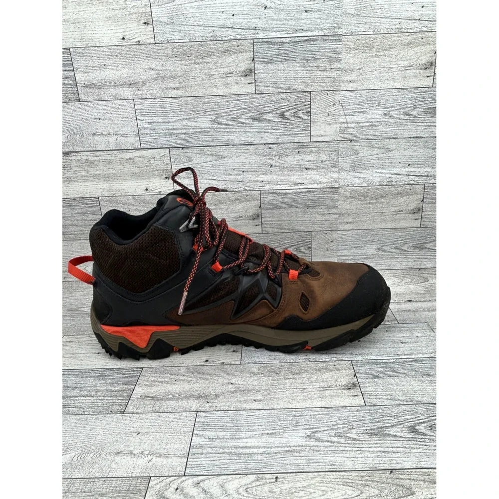 Merrell Clay Performance Men Sz 11.5 Hiking Boots Brown Orange Waterproof J09397